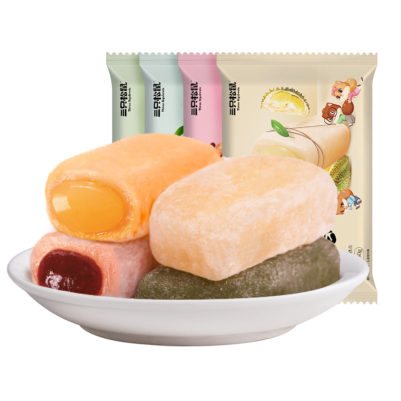 【三只松鼠_和风夹心麻薯150gx3袋】糕点心美食零食干吃汤圆元宵