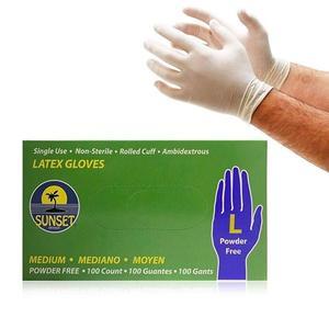 Sunset LATEX GLOVES Size L,M Powder-Free 100-Box - PMedi.com