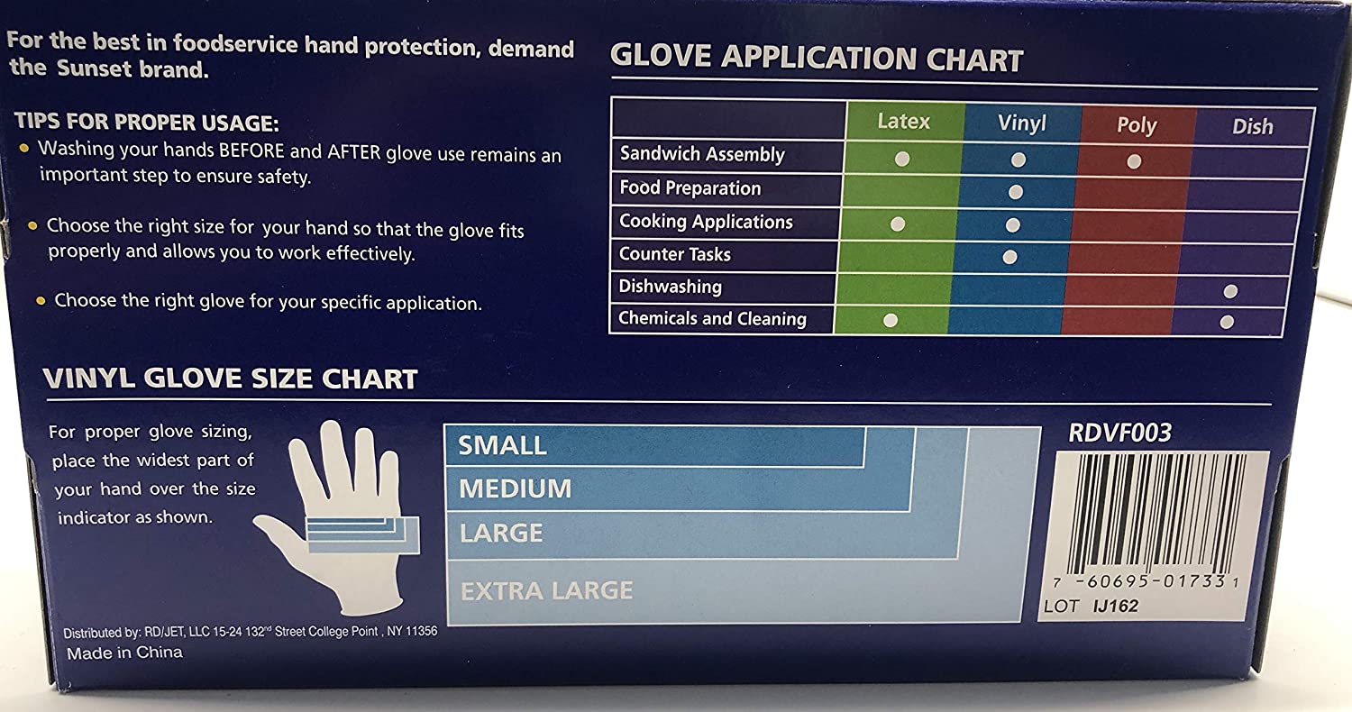 Sunset Vinyl Gloves Size M,L,XL Powder Free 100-Box - PMedi.com