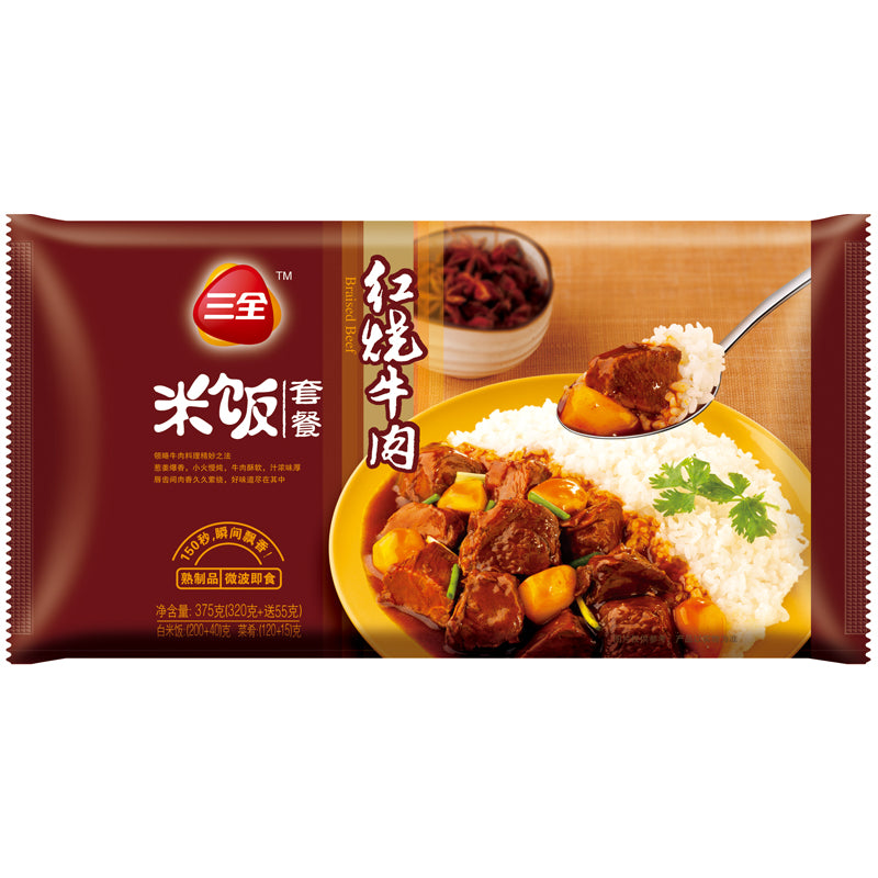 【三全食品官方旗舰店】三全方便米饭简易速食微波米饭盖浇饭菜375g（咖喱鸡丁、红烧牛肉、梅菜扣肉、鱼香肉丝）