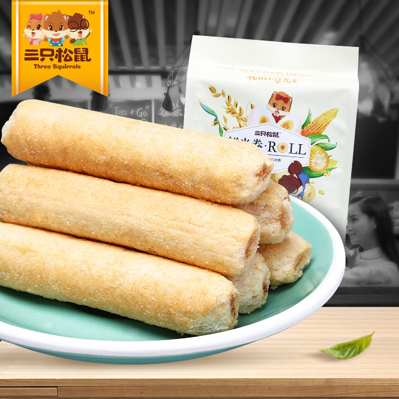 【三只松鼠_鲜米卷160g】休闲零食糙米饼长鼻王米饼夹心米卷 美味新品汇 400款零食