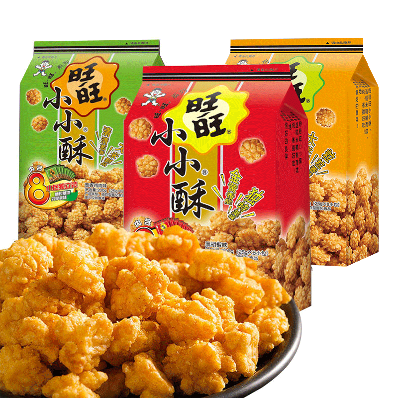 【旺旺】小小酥黑胡椒味葱香味原味200g大米制品酥脆零食口味自选（1.黑胡椒味 2.葱香鸡肉味）-大米饼-旺旺-美国零食网