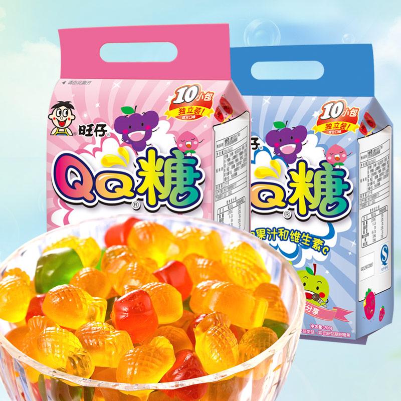 【旺旺】旺仔QQ糖200g综合口味独立包装糖果儿童零食包装袋颜色随机-QQ糖-旺旺-美国零食网