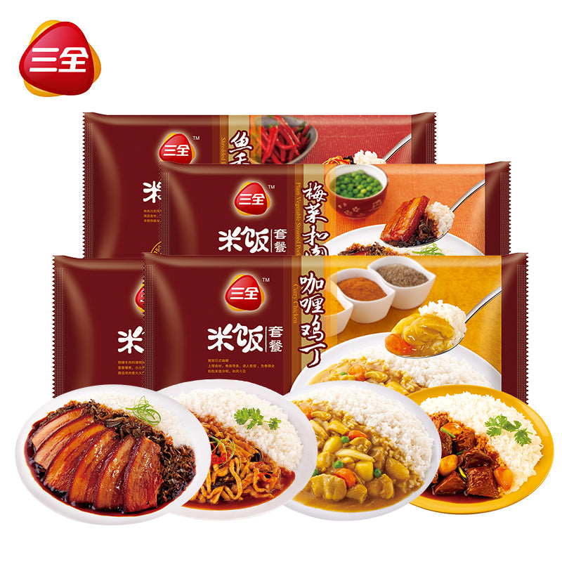 【三全食品官方旗舰店】三全方便米饭简易速食微波米饭盖浇饭菜375g（咖喱鸡丁、红烧牛肉、梅菜扣肉、鱼香肉丝）