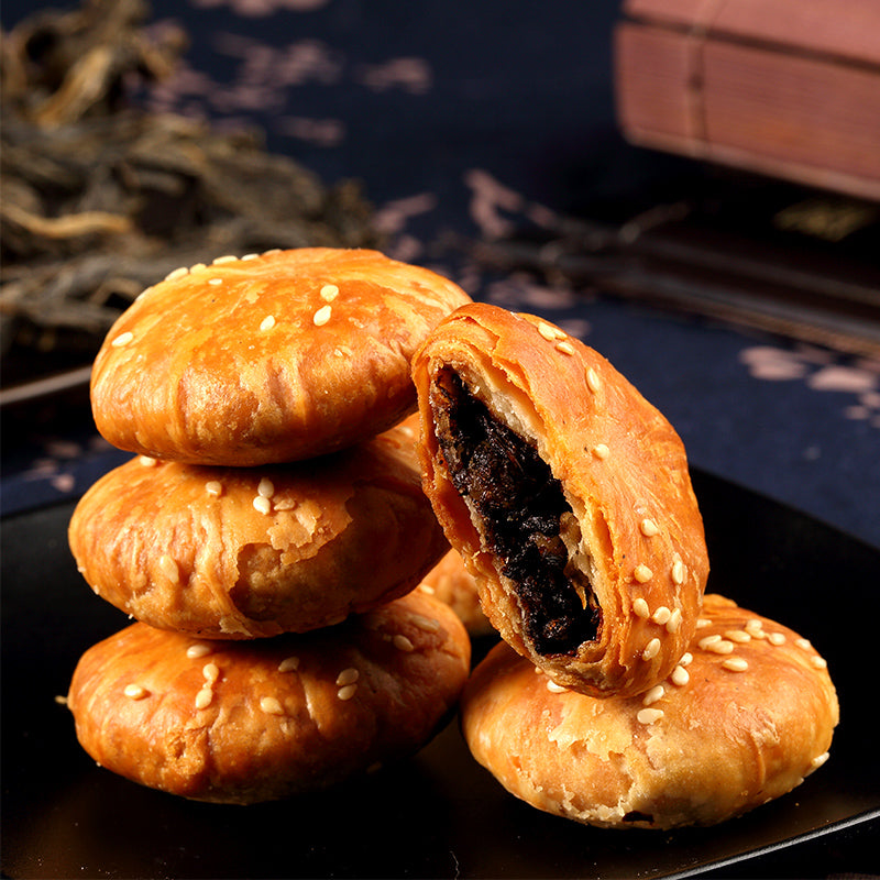 【三只松鼠旗舰店】三只松鼠_蟹壳黄烧饼150g*2袋 梅干菜扣肉酥黄山小烧饼