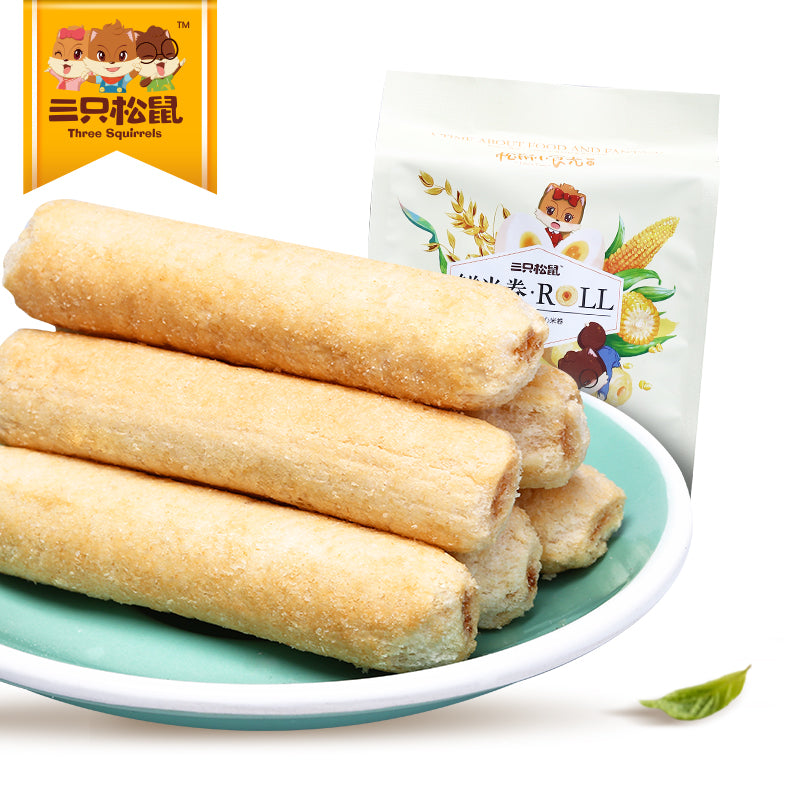 【三只松鼠_鲜米卷160g】休闲零食糙米饼长鼻王米饼夹心米卷 美味新品汇 400款零食
