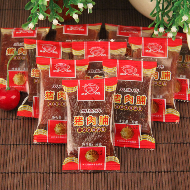 【双鱼牌】猪肉脯独立小包装500g靖江特产小吃休闲零食猪肉干片250g*2 源于1936 百年技艺双鱼传承