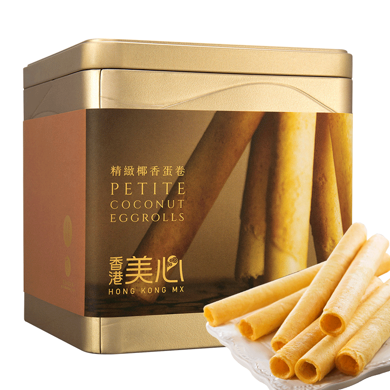 【香港美心】精致椰香鸡蛋卷36条礼盒装休闲零食小吃儿童鸡蛋卷 香港进口，4袋独立装 52.2g/个*4-蛋卷-香港美心-美国零食网