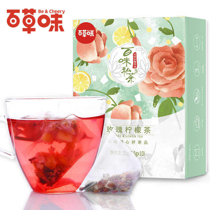 【百草味-玫瑰柠檬茶25g】玫瑰花草茶 袋泡花茶盒组合盒装