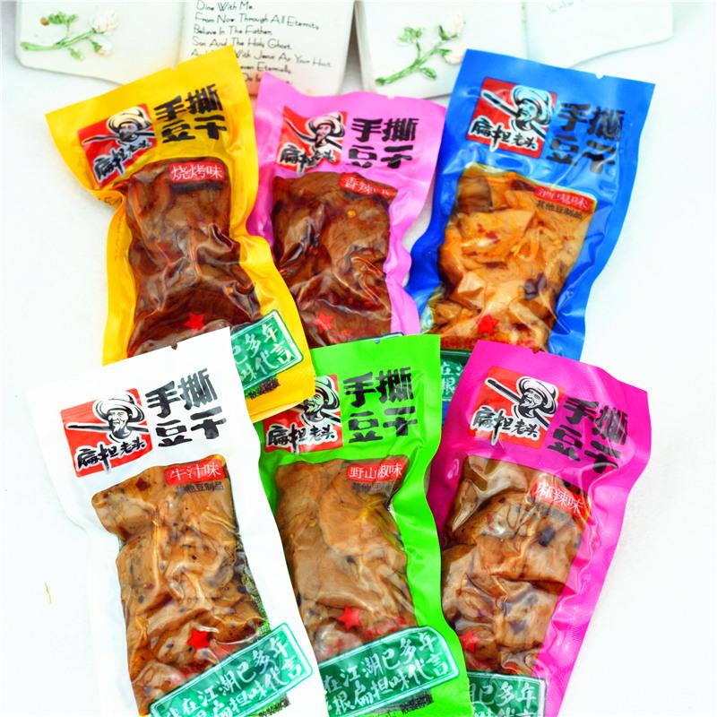 【扁担老头】重庆特产手撕豆干500g豆腐干豆干制品辣条素肉零食小包装-豆干-扁担老头-美国零食网