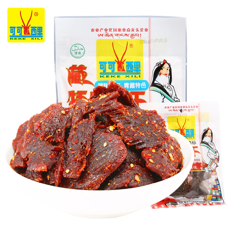 【可可西里】藏牦牛肉干精品160g(含4小袋)青海西藏特产 精选牦牛肉 大袋内置4小袋 方便分享-牛肉干-可可西里-美国零食网