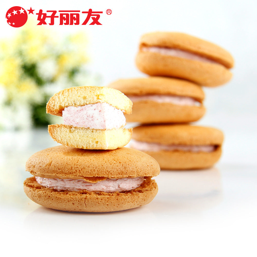 【好丽友】双莓派12枚 草莓味酸甜西式蛋糕 松软甜点小吃 正品保证 草莓味夹心 独立包装 干净卫生-派-好丽友-美国零食网