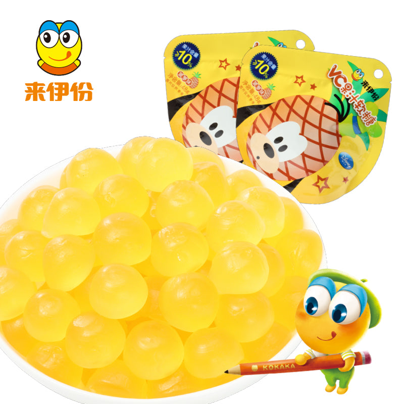 【来伊份旗舰店】来伊份vc果汁软糖菠萝48gx4橡皮糖qq糖儿童糖果零食