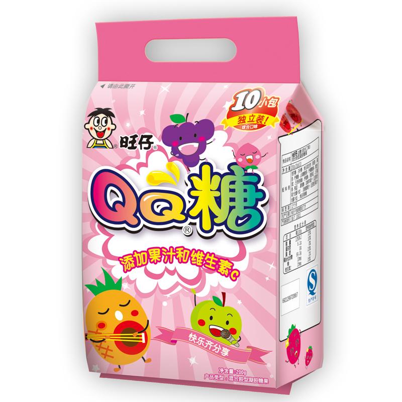 【旺旺】旺仔QQ糖200g综合口味独立包装糖果儿童零食包装袋颜色随机-QQ糖-旺旺-美国零食网