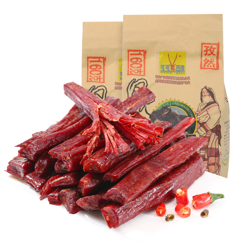 【可可西里】160g牦牛肉干青海西藏特产食品 旗舰品质 藏家独特配方 嚼劲十足 7成干-牛肉干-可可西里-美国零食网