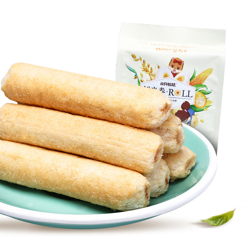 【三只松鼠_鲜米卷160g】休闲零食糙米饼长鼻王米饼夹心米卷 美味新品汇 400款零食