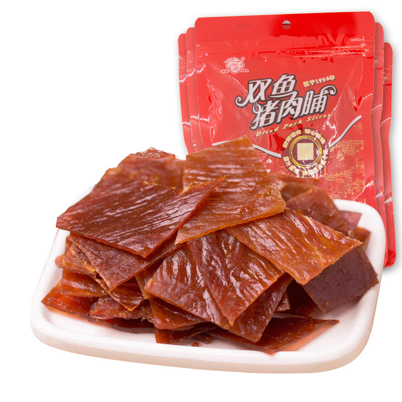 【双鱼牌】猪肉脯自然片120g*5袋 靖江特产肉类零食小吃原味猪肉干片 源于1936 百年技艺双鱼传承