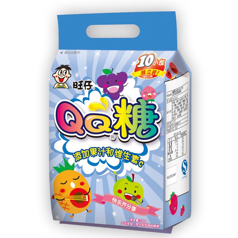 【旺旺】旺仔QQ糖200g综合口味独立包装糖果儿童零食包装袋颜色随机-蒟蒻果冻-旺旺-美国零食网