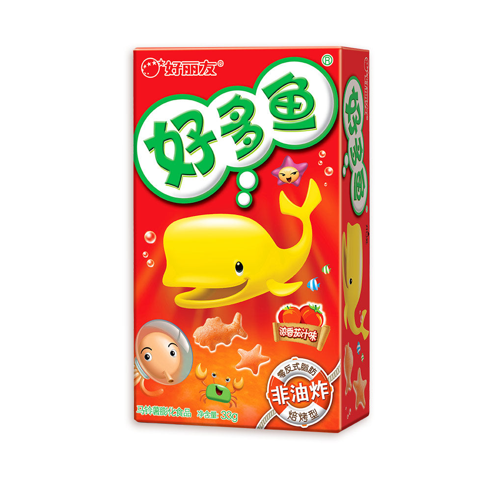 【好丽友】好多鱼浓香茄汁味饼干33g 膨化非油炸鱼形饼干 休闲零食品 官方正品 日期新鲜 儿童零食 可爱好吃-饼干-好丽友-美国零食网