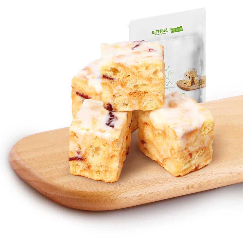 【三只松鼠_牛轧奶萨萨165g】零食糕点点心牛扎糖沙琪玛早餐