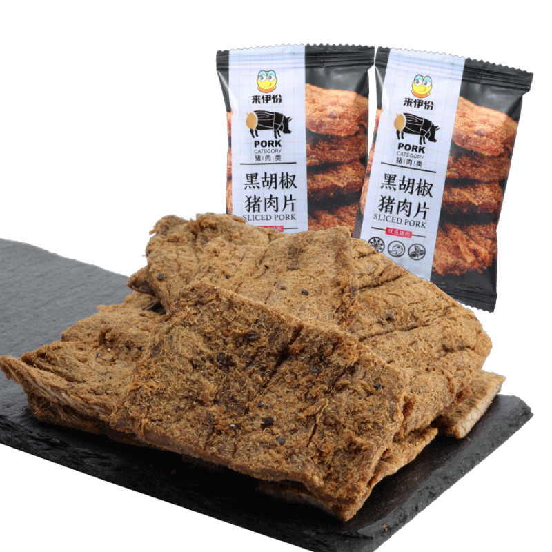 【来伊份官方旗舰店】来伊份黑胡椒猪肉片200G小吃熟食风味即食肉类零食好吃的来一份
