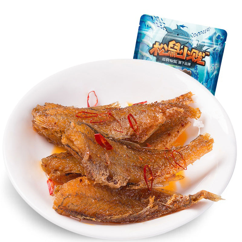 【三只松鼠_香酥小黄鱼96g】零食特产小鱼干即食小鱼仔香辣味