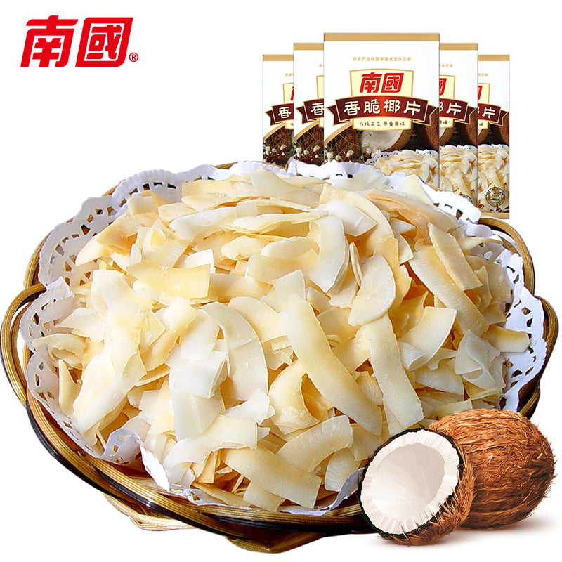 【南国食品】海南特产香脆椰子片60gx5盒 碳烤椰片椰肉椰片干零食果干 已热销300万盒 香脆好吃-椰子片-南国食品-美国零食网