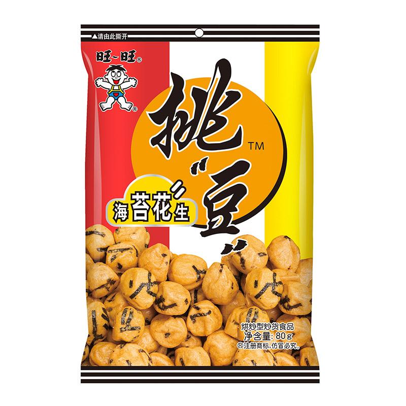 【旺旺】挑豆系列海苔花生80g休闲零食坚果办公室点心零食炒货下酒菜-海苔花生-旺旺-美国零食网