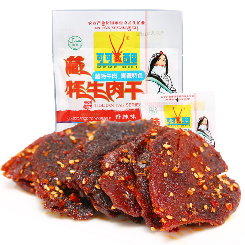 【可可西里】藏牦牛肉干精品160g(含4小袋)青海西藏特产 精选牦牛肉 大袋内置4小袋 方便分享-牛肉干-可可西里-美国零食网