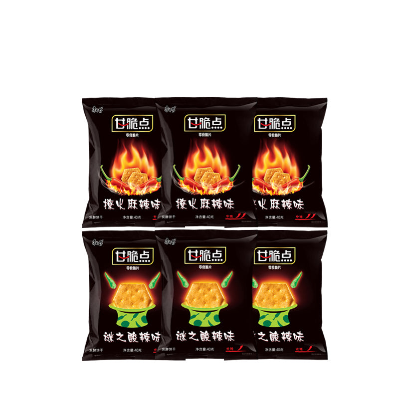 【康师傅】康师傅甘脆点薄脆饼干麻辣酸辣味40g18袋小吃零食脆片 麻辣味9袋+酸辣味9袋 720g/组合-饼干-康师傅-美国零食网
