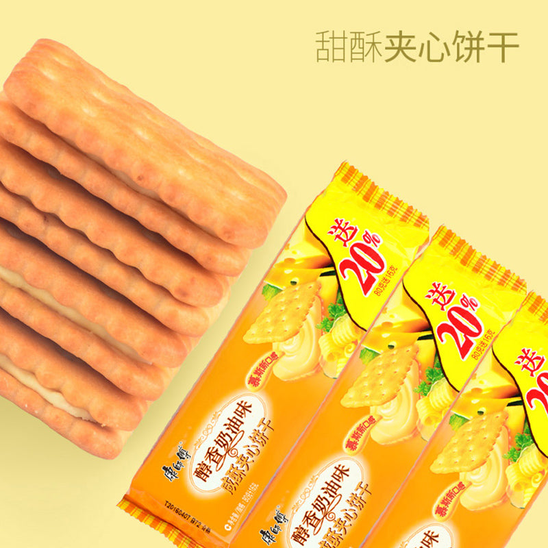 【康师傅】康师傅咸酥夹心饼干超值优惠装醇香奶油葱香奶油 早餐休闲零食 咸酥夹心饼干三联包 288g/组合-饼干-康师傅-美国零食网
