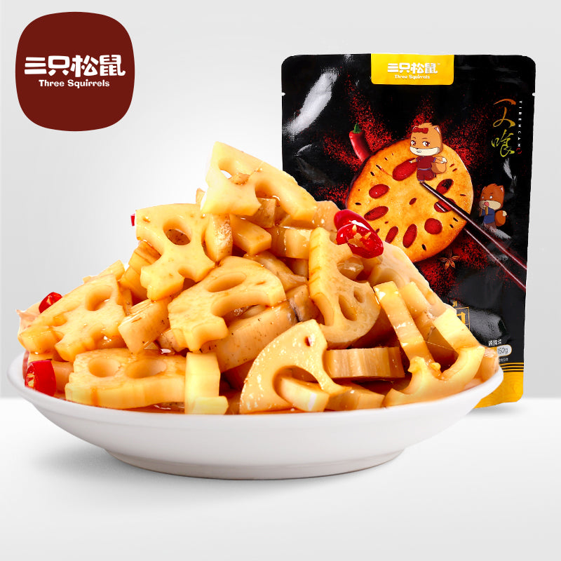 【三只松鼠旗舰店】三只松鼠_脆藕150gx2 黑鸭味香辣麻辣藕片零食特产素食