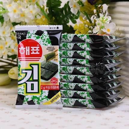 【韩国进口】海牌 海苔脆片2g*40片 即食海苔 少盐 韩国海苔-海苔-海牌-美国零食网