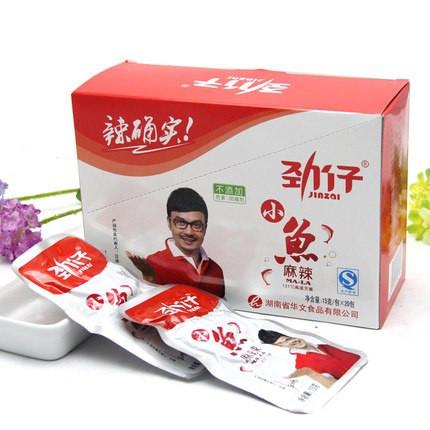 【劲仔小鱼】麻辣味小鱼仔15g*12包 汪涵代言 辣确实 够带劲！-小鱼仔-劲仔小鱼-美国零食网