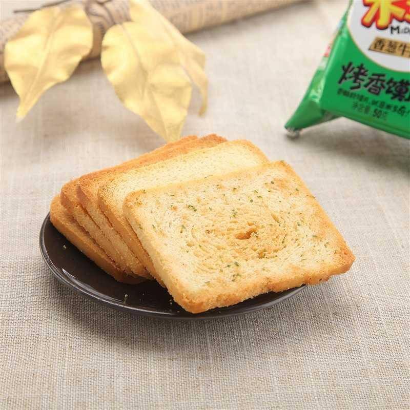 【米多奇】烤香馍片50g*6包 葱香牛排风味 非油炸-烤馍-米多奇-美国零食网