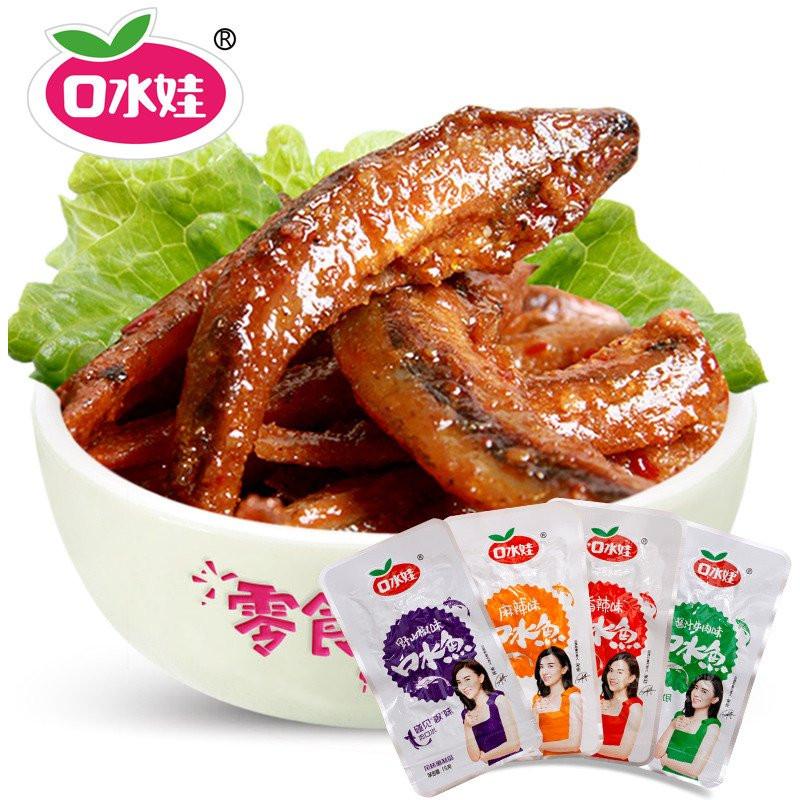【口水娃】酱汁牛肉味 口水鱼小鱼仔15g*12个 源自深海小鱼 酱香美味-小鱼仔-口水娃-美国零食网