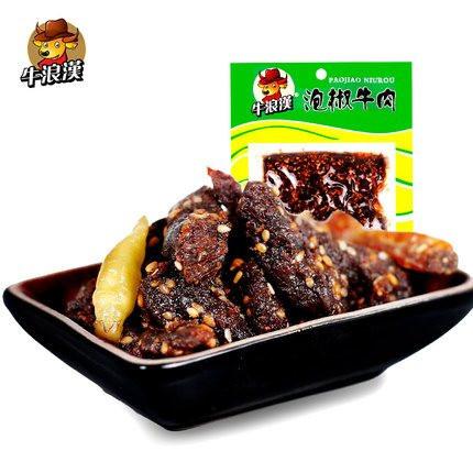 【牛浪汉】泡椒牛肉干60g*6袋 鲜爽泡椒 爽快人生-牛肉干-牛浪汉-美国零食网
