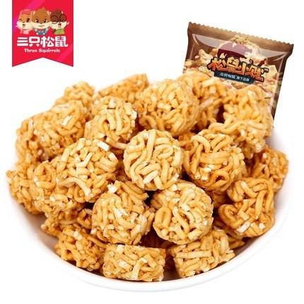 【三只松鼠】松鼠小贱 拉面丸子85g*2袋 串烧味 丸子干脆面 香香脆脆-拉面丸子-三只松鼠-美国零食网