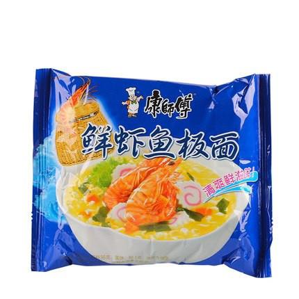 【康师傅】鲜虾鱼板面95g*3包 加量鱼板虾 清爽鲜滋味！-方便面-康师傅-美国零食网